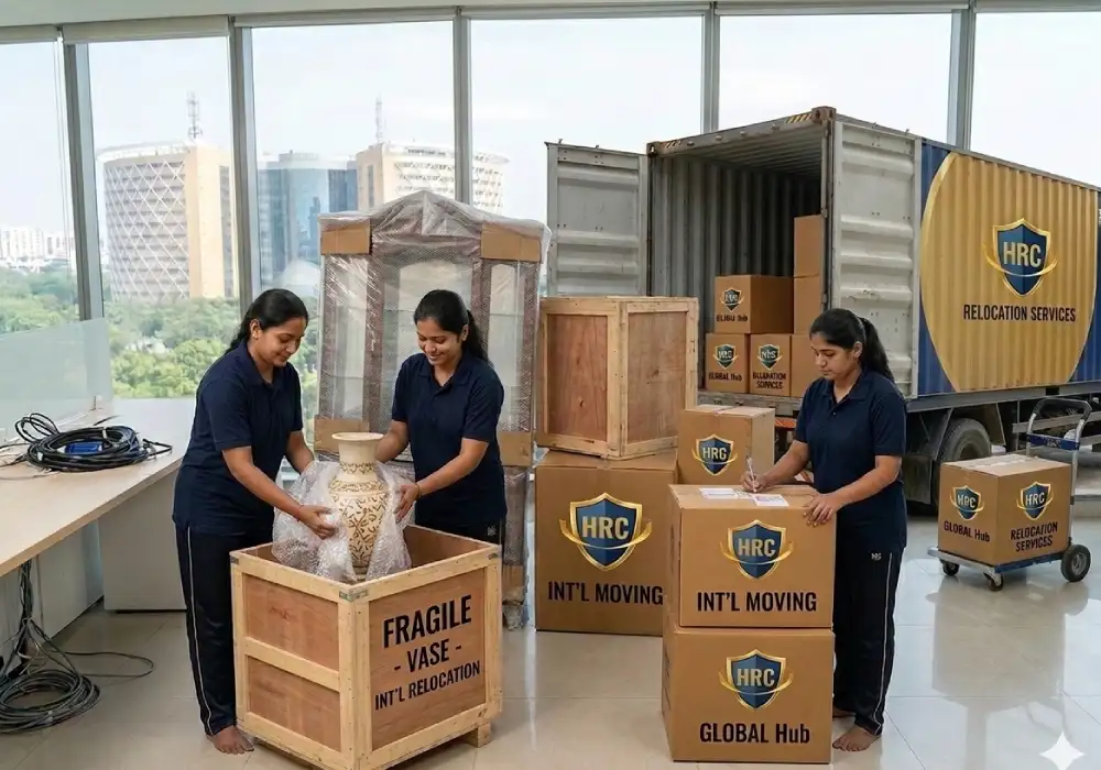 International packing services in Hyderabad for overseas relocation by HRC Packers